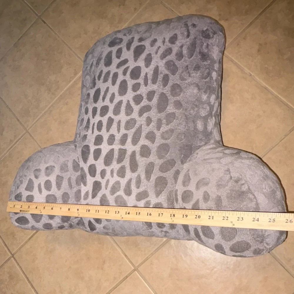 Mainstays Soft Grey Plush Back Rest Pillow Leopard Spot Lounge Cushion 27x18